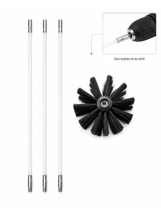 Rengjøringsbørste for glass til pelletsovn | 120 cm | 3 deler
