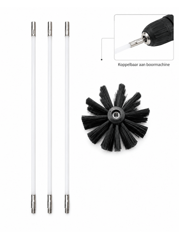 Rengjøringsbørste for glass til pelletsovn | 120 cm | 3 deler
