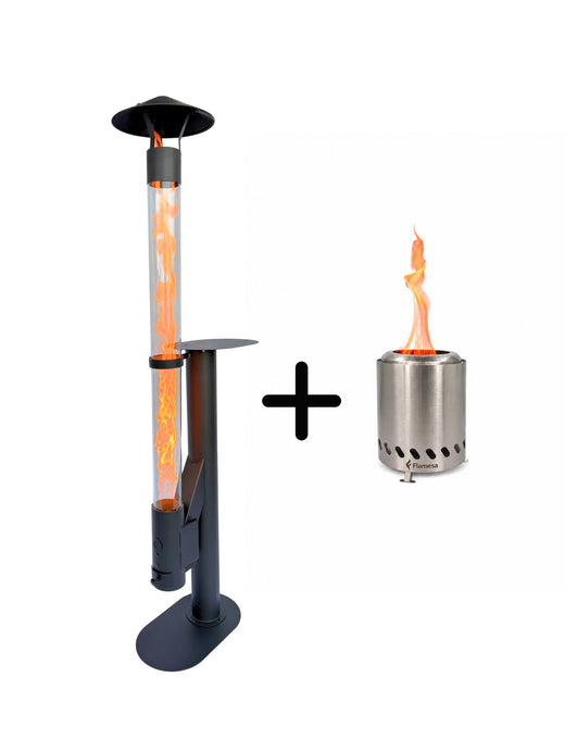 Flamesa® Lumina – Terrassevarmer med pellets og bord