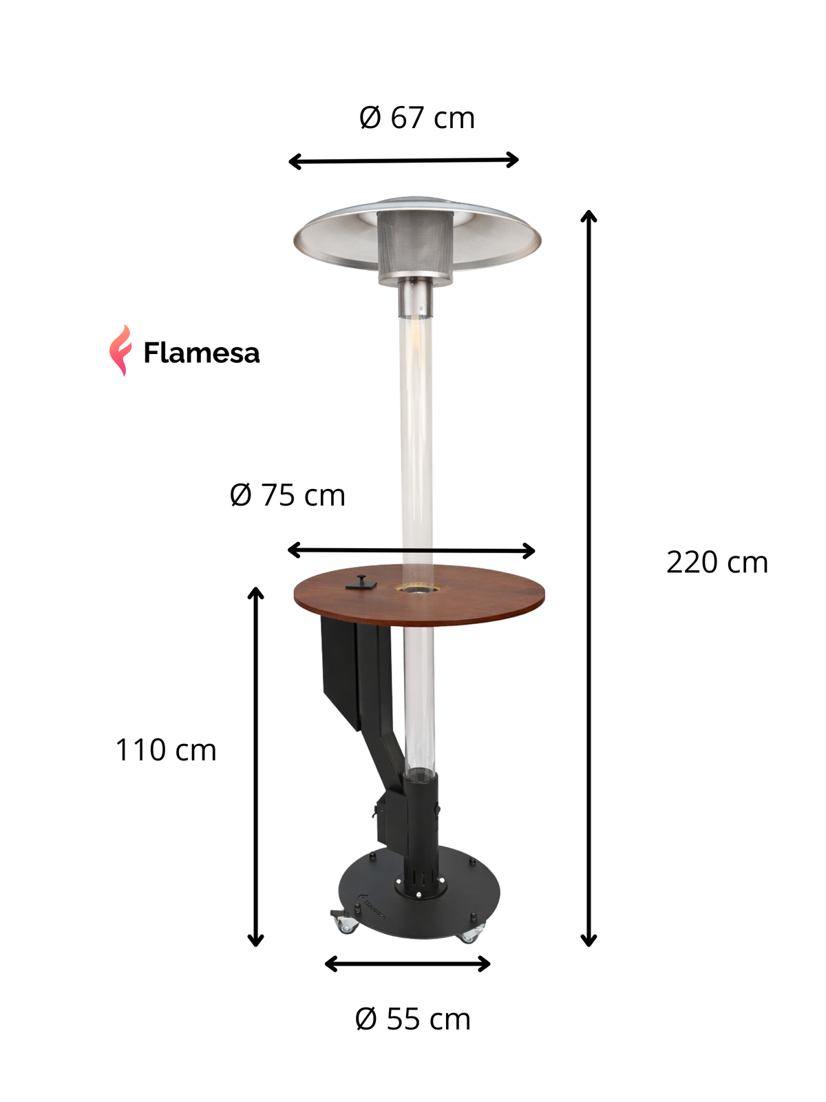 pelletskamin sylinder glass – Flamesa Solaro utendørs – foto 8